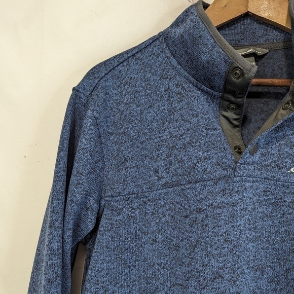 Eddie Bauer Fleece Pullover Men Size Small Snap Button Radiator Blue Recycled - Picture 3 of 15